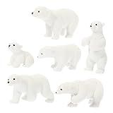 HANABASS 6 Unidades Urso Polar Micro Paisagem Brinquedo Educativo Miniatura Estatueta De Fada Decoração De Jardim Estatueta De Animais De Natal Topo De Bolo Resina Branco Doméstico Boneca