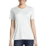 Hanes Camiseta Feminina Esportiva Com Decote Em V Camiseta De Manga Curta De Desempenho Absorção De Umidade White P
