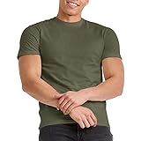 Hanes Camisetas Masculinas Originais Leves Com Gola Redonda Mescla Tripla Disponível Em Mistura Alta Militar Miltary Gren Trblend 3G