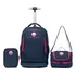 Hang Loose Mochila Escolar De Rodinhas Juvenil Azul Com Rosa Tecido Liso 20l