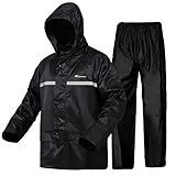 HAOKAISEN Capa De Chuva Masculina Leve Impermeável Com Proteção Jaquetas E Calças Roupa De Trabalho Preto G