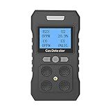 HAOKESITE Detector De Gás Portátil Recarregável Com 4 Monitores De Gás H2S O2 CO E LEL Multi Gas Sniffer Profissional De Gás Com Visor LCD Modo De Alarme De Vibração De Luz Sonora 