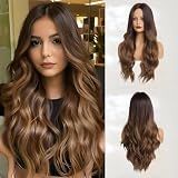 peruca longa ondulada marrom mulheres parte peruca sintetica feminina cabelo marrom ondulado natural resistente calor diario festas