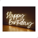 Happy Birthday Letreiro Neon Led 80 Cm Decoração Aniversário