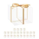 HAPPY POTATO Pacote Com 25 Caixas Transparentes De PET Com Fita Caixas De Presente Transparentes De 10 X 10 Cm X 10 Cm Para Doces De Chocolate Biscoitos Muffins De Festa Caixas Transparentes Para