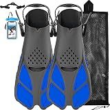 Happyouth Nadadeiras De Snorkel  Nadadeiras De Natação Calcanhar Aberto Nadadeiras De Natação Ajustáveis Tamanho De Viagem Nadadeiras Curtas Com Bolsa De Malha Para Mergulho Com Snorkel Natação Adulto