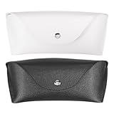 HARFINGTON 2 Peças De Estojo De óculos De 18 Cm X 7 6 Cm De Couro PU Antiarranhões Capa Protetora De óculos De Sol Portátil Para Mulheres E Homens Preto E Branco Preto Branco 6 5 X 2 6 