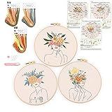 Harimau Kit De Bordado Para Iniciantes De 7 6 Cm Estampa Floral De Plantas Kits De Ponto De Cruz Incluindo Pano De Bordado Estampado Com 3 Bastidores De Bordado Linhas Coloridas E Kits De Bordado