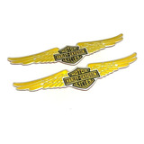 Harley Davidson Gold Wings Emblema Adesivo Aluminio Par