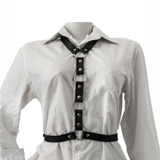 Harness Pescoço Gótica Choker Couro Sintético Feminino Off