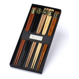Hashi Reutilizável Madeira Natural Kit 5 Pares Pauzinhos