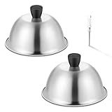 HaSteeL Tampa De Alinhavo De 6 Conjunto De 2 Cúpulas De Derretimento De Aço Inoxidável Pequena Tampa De Grelha De Vapor De Metal Para Hambúrguer De Queijo Ideal Para Chapa Plana Interna E Externa
