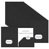HAUTOCO Pastas Com Bolsos Pacote Com 25 2 Pastas De Bolso Tamanho Carta Pasta De Arquivo Com Bolsos Para Escola Escritório Casa Negócios Papel Texturizado De Dupla Face Preto