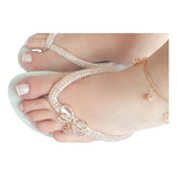 Havaianas Slim Branco Decorado Infinito E Dourado Strass