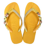 Havaianas Top Amarelo Pop Decorada Com