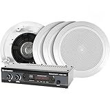 HAYONIK Kit De Som Ambiente 400W 4 Arandelas Brancas 1 Amplificador Entrada Óptica USB Cartão SD Entrada Auxiliar Entrada P Mic Bluetooth Rádio FM COMFORT LINE