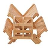 HBlife Escorredor De Pratos De Bambu Com Conjunto De Porta Talheres De Utensílios Suporte De Secagem Dobrável Grande De 3 Camadas Para Balcão De Cozinha Escorredor Dobrável