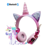 Headphone Fone Infantil Com Led Colorido Orelinha Unicórnio