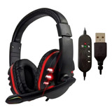 Headset Fone Gamer Microfone Usb Led Rgb Pc Notebook Cor Preto