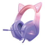 Headset Gamer Adamantiun Yumi Luz Led Fio P2 Usb Com Microfone Fone Ouvido Cor Rosa E Lilás Ps4 Ps5 Xbox Celular H10b