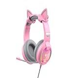 Headset Gamer Havit H2233d P2 Rgb Usb 50mm Pink Cat Rosa