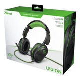 Headset Gamer Trust Gxt Legion Preto Verde Com Fio Xbox One