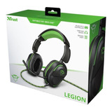 Headset Gamer Trust Gxt Legion Preto Verde Com Fio Xbox One