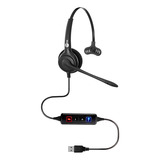 Headset Usb Voip Skype Monoauricular Premium Volume No Cabo