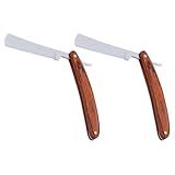 HEALLILY Barbeador Manual De Barbear 2 Peças Vintage Dobrável Barbeador De Barba Antigo Com Cabo De Madeira Ferramenta De Barbeiro