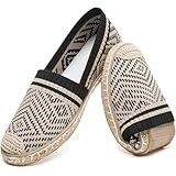 HEAWISH Sapatilhas De Balé Para Mulheres- Mocassim Sem Cadarços- Sapatos Femininos Respiráveis- Elegantes E Casuais- Alpargatas Para Mulheres- Mocassim De Corda- Preto- 38