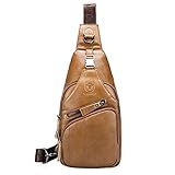 Hebetag Bolsa Tiracolo De Couro Para Homens E Mulheres Viagens Esportes Ao Ar Livre 04 Marrom Claro 16 W X5 5cm D X32cm H 6 29 X2 16 X12 59 Approx Durável