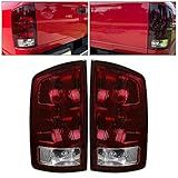 HECASA Luz Traseira Compatível Com Dodge Ram 02 06 1500 03 06 Dodge Ram 2500 3500 Lanterna Traseira De Luz De Freio Com Lâmpadas E Chicote De Fiação De Substituição Para CH2801147 CH2800147 Par E Vermelho Escuro