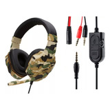 Hed Fone Gamer Camuflado Para Pc Celular P2 Profissional
