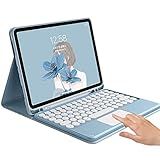 HENGHUI Capa De Teclado Com Touchpad Para IPad Air 13 Polegadas M3 M2-iPad Pro 12-9 Polegadas 6ª 5ª 4ª 3ª Geração Capa Com Teclado Bonito Redondo Cor Doce Destacável -azul-