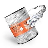HENGTONG Cerca Elétrica Polywire Atualizada 3280 Pés 1000 Metros 6 Condutores De Aço Inoxidável Para Condutividade Confiável Ferrugem Resistente A Uv Cerca Elétrica Portátil De Polywire Para Gado
