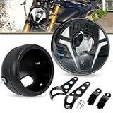 HENGTUAOTO Farol De Motocicleta LED De 14 6 Cm Com Suporte De Suporte De Concha De Farol Com Luz Laser DRL âmbar Branco Compatível Com Shadow 750 Rebel 500 Vulcan Cafe Racer Chopper