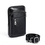 Hengwin Coldre De Couro Para Celular Com Passador De Cinto Capa Carteira Para Celular Com Clipe De Cinto Bolsa Transversal De Viagem Para Celular Com Alça De Ombro Bolsa De Cintura Masculina Bolsa