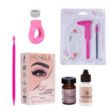Henna Menela Kits Sobrancelha Rosa Paquímetro Escova Palito
