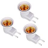 Henniu Kit 3 PCS Adaptadores De Tomada Para Lâmpadas Bivolt Soquete E27 110V 220V Interruptor Liga Desliga Plug ABNT Lâmpada Para Tomada Com Chave Liga Desliga Bocal Luz Negra Iluminação Segurança