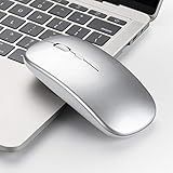 Henniu Mouse Sem Fio 2 4G Rato Silencioso Ultrafino Portátil E Elegante Rato Recapável Transmissão Sem Fio De 10 M 33 Pés Prata 