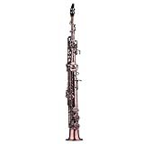 Henniu Profissional De Latão Bb Reto Saxofone Soprano Sax Folheado A Níquel Instrumento De Sopro De Madeira Padrão Esculpido Com Estojo De Alças Pincel Vermelho 