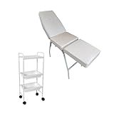 HENVIFER Kit Branco Maca Reclinavel Carrinho Roda Tatuagem Estética