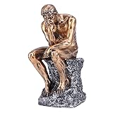 HERCHR Estátua De Pensador Silence Is Golden Estátua Pensador Escultura Criativa Estatueta Abstrata Para Ornamento De Estante De Escritório Em Casa Bronze 
