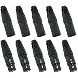 Heyous 5 Pares 10 Peças Conector XLR 3 Pinos Conector De Cabo De áudio Para Microfone Macho E Fêmea Conectores Adaptadores XLR Conector De Microfone DMX Preto