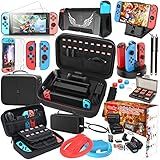 HEYSTOP Compatível Com Nintendo Switch Case 23 Em 1 Acessórios Para Switch Kit De Capa Protetora Protetor De Tela Protetor De Polegar Capa Joycon Carregador Alça De Roda Capa De TPU PlayStand Caixa De Cartas De Jogo Epic Pack