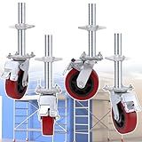 Hezaosth Conjunto Com 4 Rodas Ajustáveis Para Andaimes Niveladores- Macacos De Parafuso Andaimes- Macaco Nivelamento Alta Resistência- Rodízios 6-- Andaime 1-1-5- Diâmetro Externo- Giratórias E Trav