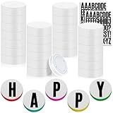 HFKPJRT Círculos De Espuma De 7 6 Cm Para Artesanato 30 Unidades De Discos Redondos De Isopor Com Adesivos De Letras E Fio Para Pendurar Para Fazer Pulseiras De Amizade Bolos Em Branco E Decorações