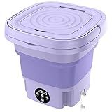 Hiccval Mini Lavadora Portátil Para Casa Máquina De Lavar Automática Dobrável De 8 L Com Balde Máquina De Lavar Roupas Íntimas E Meias Com 3 Velocidades Para Viagens Domés Purple 8L