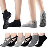 Hicdaw 4 Pares De Meias De Ioga De Pilates Meias De Balé Sem Dedos Antiderrapantes Meias Elásticas Para Treino 6 Pares De Cores B 5 5 7 5