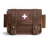 Hide Drink Bolsa Vazia De Primeiros Socorros Mini Bolsa De Armazenamento Médico Bolsa Retangular Para Kit De Sobrevivência Couro De Flor Integral Feita à Mão Marrom Bourbon